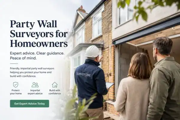 Image of couple with Party wall survey from Survey One Warrington
